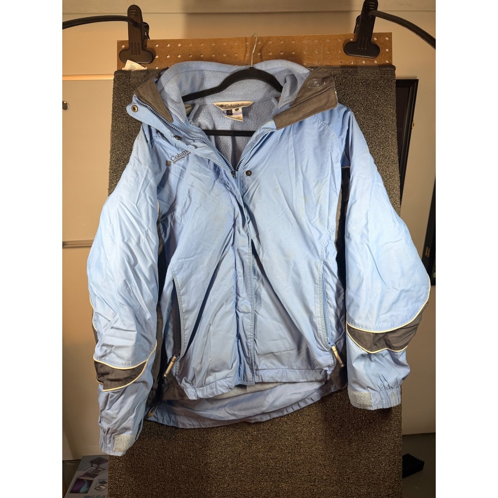 Columbia Interchange Jacket Womens Small Blue Grey 3-in-1 Fleece Lined Hooded